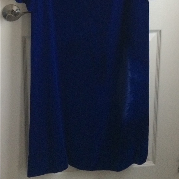 Vintage Blue Velvet Ankle-Length Dress Long-Sleeve 60s-70s Classic About Size 8 - Picture 3 of 4